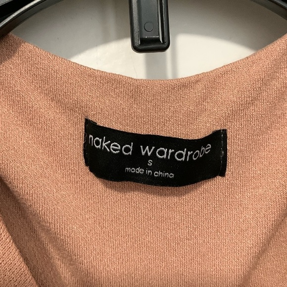 NWOT NAKED WARDROBE the nw mock neck long sleeve crop top Tan - Picture 8 of 9